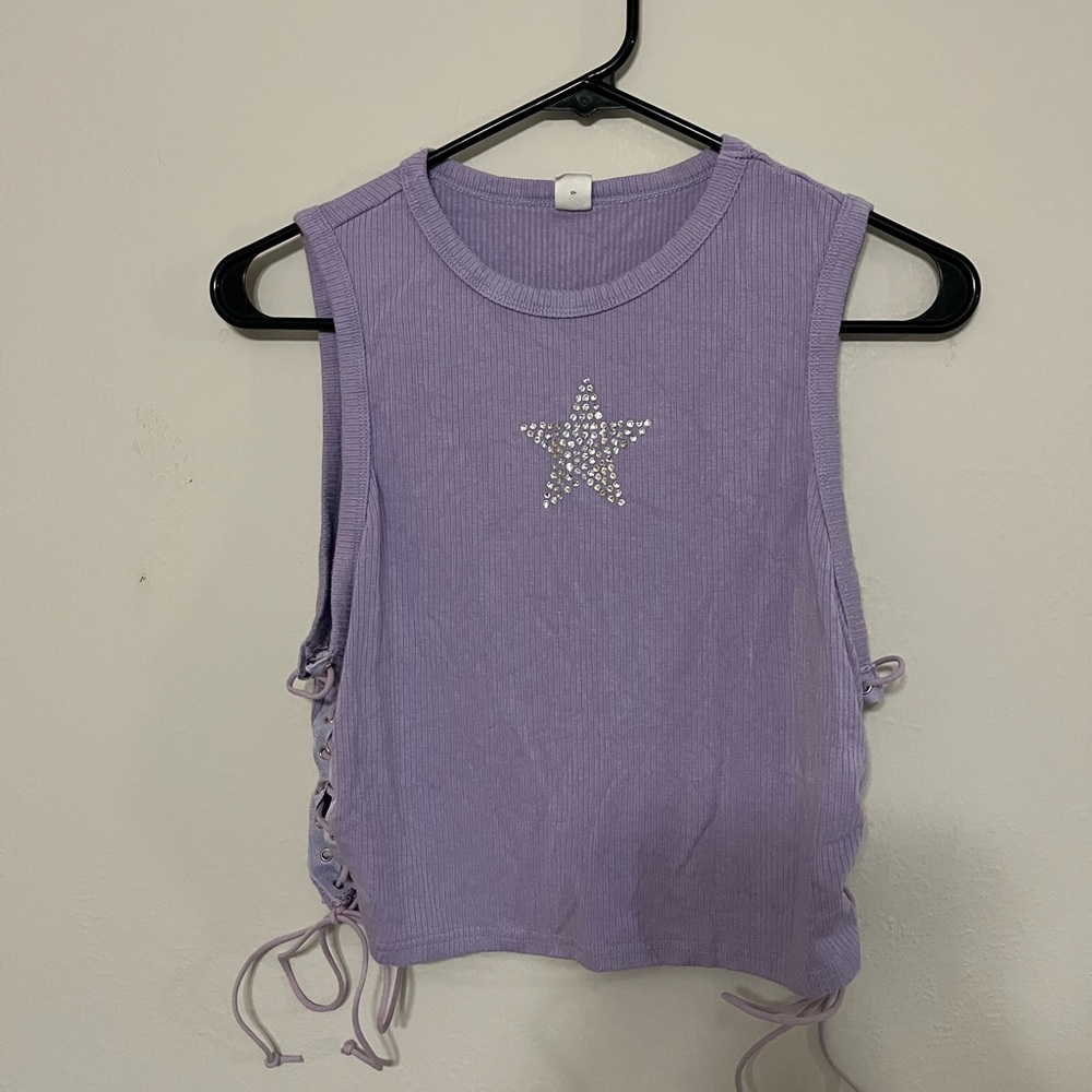 Lavender Sleeveless Crop Top with Star Embellishment